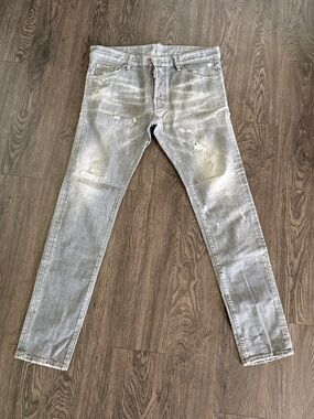 DSQUARED2 Men’s Light Gray Skinny Jeans with Distressed Finish